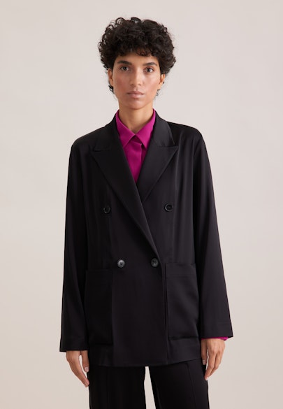 Blazer en satin à double boutonnage sans doublure in Noir | Seidensticker Onlineshop