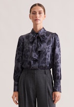 Satinierte Bluse mit abnehmbarer Schluppe in Grau |  Seidensticker Onlineshop