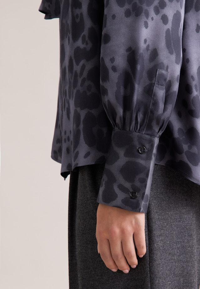 Satinierte Bluse mit abnehmbarer Schluppe in Grau |  Seidensticker Onlineshop