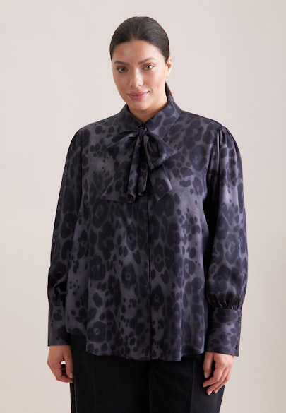 Satinierte Bluse mit abnehmbarer Schluppe in Gris |  Seidensticker Onlineshop