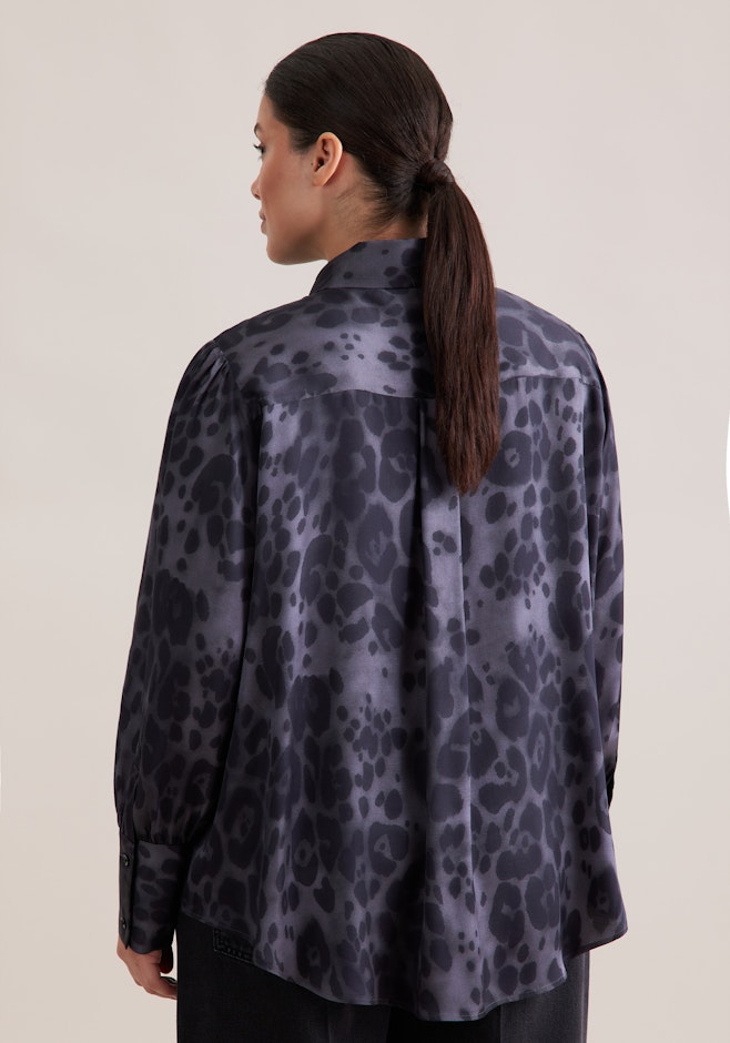 Satin blouse with detachable bow tie in Grey | Seidensticker online shop