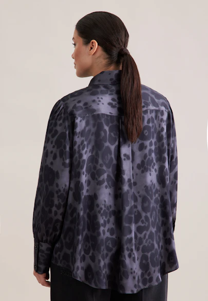 Satinierte Bluse mit abnehmbarer Schluppe in Grau |  Seidensticker Onlineshop