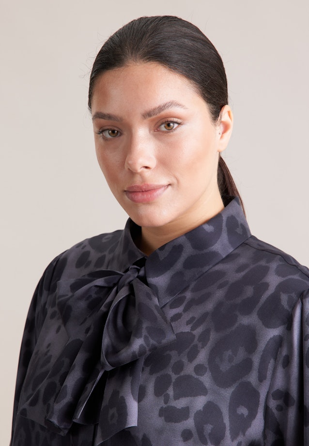 Satinierte Bluse mit abnehmbarer Schluppe in Grau |  Seidensticker Onlineshop