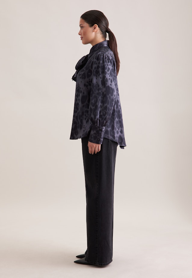 Satinierte Bluse mit abnehmbarer Schluppe in Grau |  Seidensticker Onlineshop