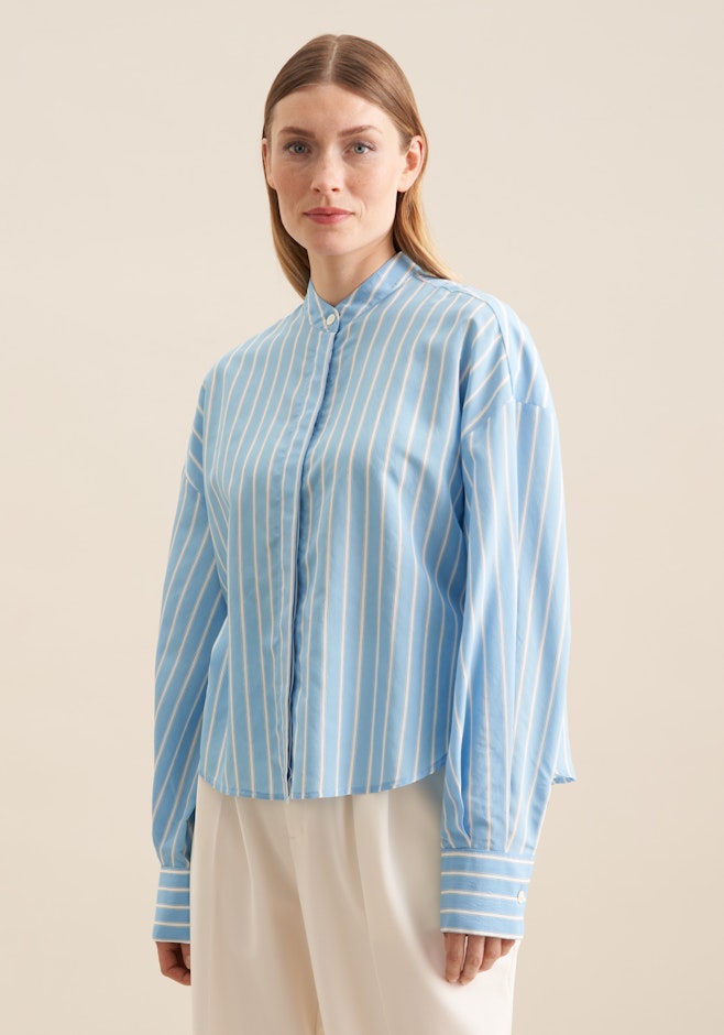 Chemisier à col montant rayures dans Bleu Moyen | Boutique en ligne Seidensticker