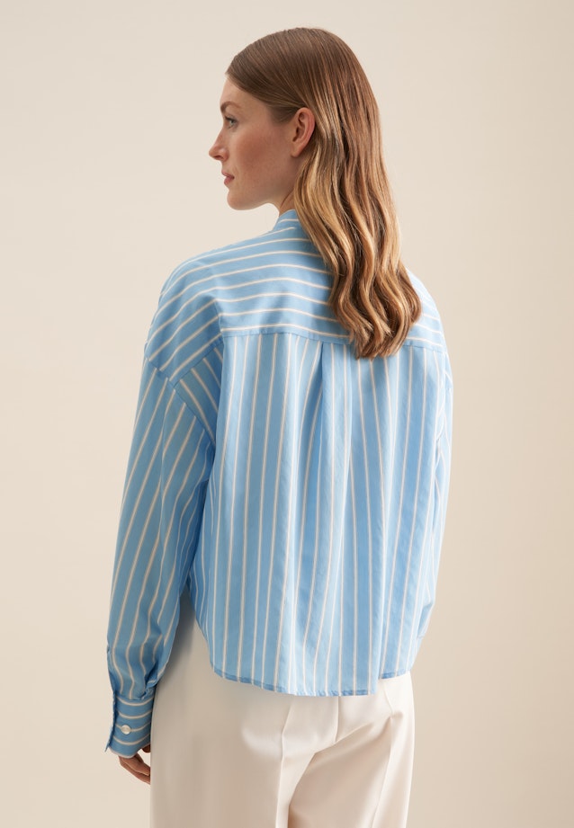 Stehkragenbluse Streifen in Mittelblau |  Seidensticker Onlineshop