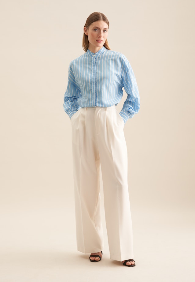 Stehkragenbluse Streifen in Mittelblau |  Seidensticker Onlineshop