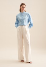 Stehkragenbluse Streifen in Mittelblau |  Seidensticker Onlineshop