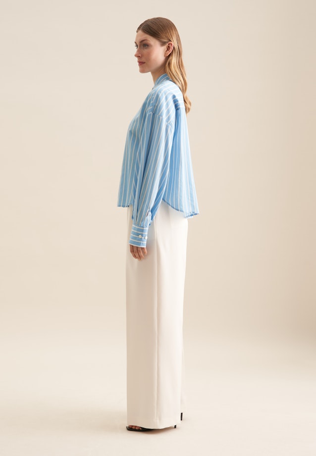 Stehkragenbluse Streifen in Mittelblau |  Seidensticker Onlineshop