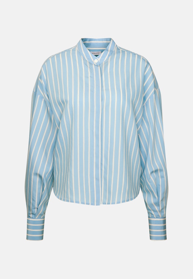 Stehkragenbluse Streifen in Mittelblau |  Seidensticker Onlineshop