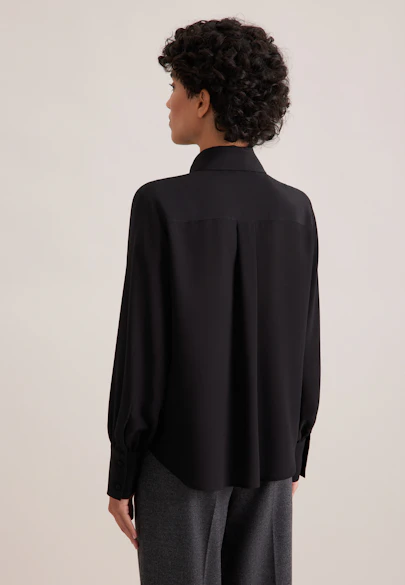 Silk shirt blouse with detachable bow tie in Schwarz |  Seidensticker Onlineshop