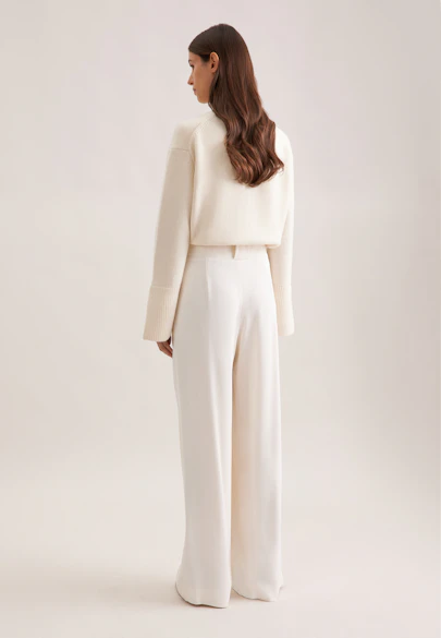 Pantalon plissé fluide taille haute in Blanc |  Seidensticker Onlineshop