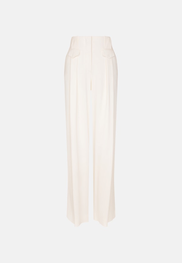 Fließende Bundfaltenhose High Waist in Weiß |  Seidensticker Onlineshop