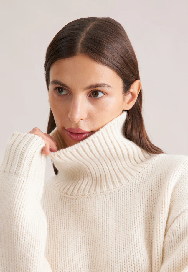 Pull grand col roulé en cachemire in Ecru |  Seidensticker Onlineshop