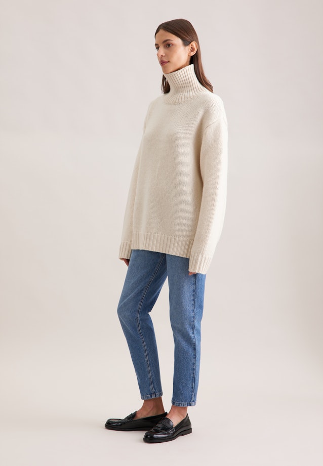 Oversize Rollkragenpullover mit Kaschmir in Ecru |  Seidensticker Onlineshop