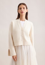 V- Cardigan mit Kaschmir in Ecru |  Seidensticker Onlineshop