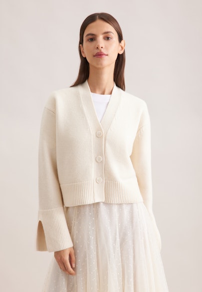V-Cardigan with Cashmere in Ecru |  Seidensticker Onlineshop