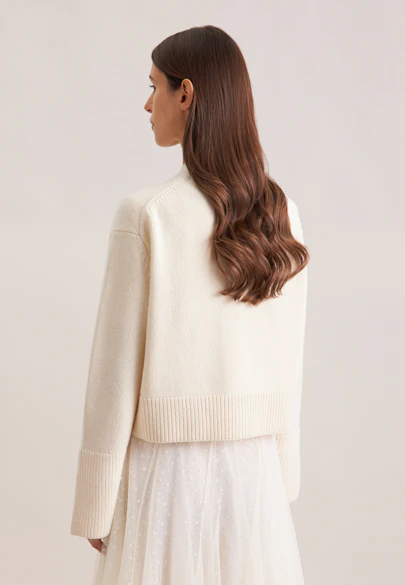 Cardigan en V avec cachemire in Ecru |  Seidensticker Onlineshop