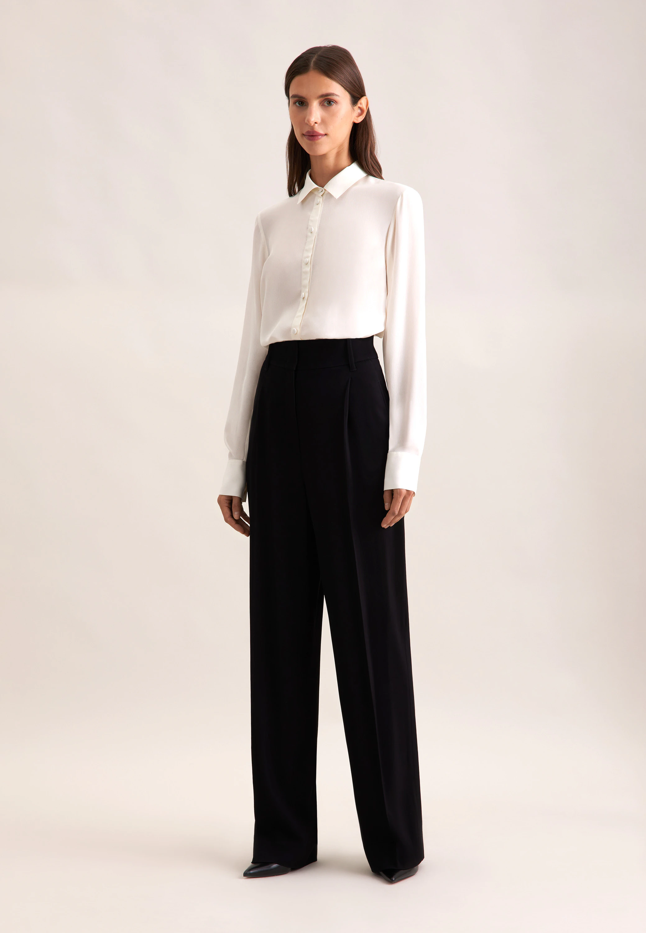 Fließende Hose High Waist Schwarz 36