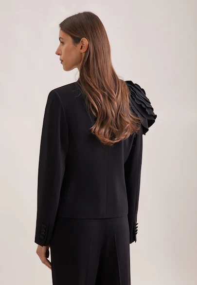 Fitted blazer with detachable flower in Schwarz |  Seidensticker Onlineshop