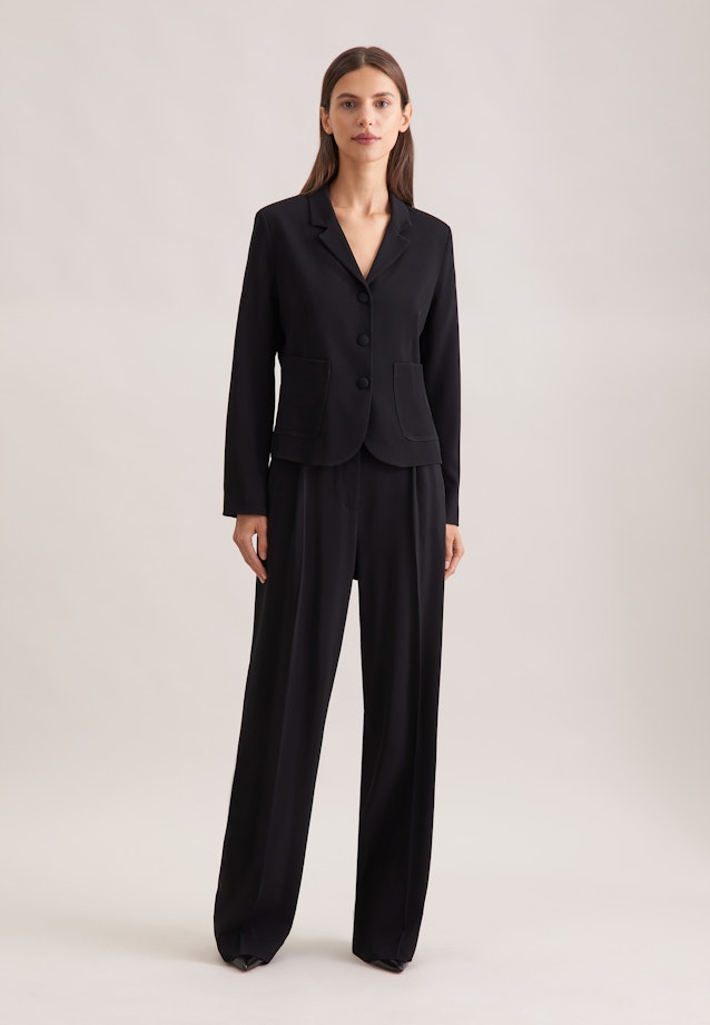 Taillierter Blazer mit abnehmbarer Blüte in Schwarz |  Seidensticker Onlineshop