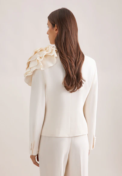 Fitted blazer with detachable flower in Weiß |  Seidensticker Onlineshop
