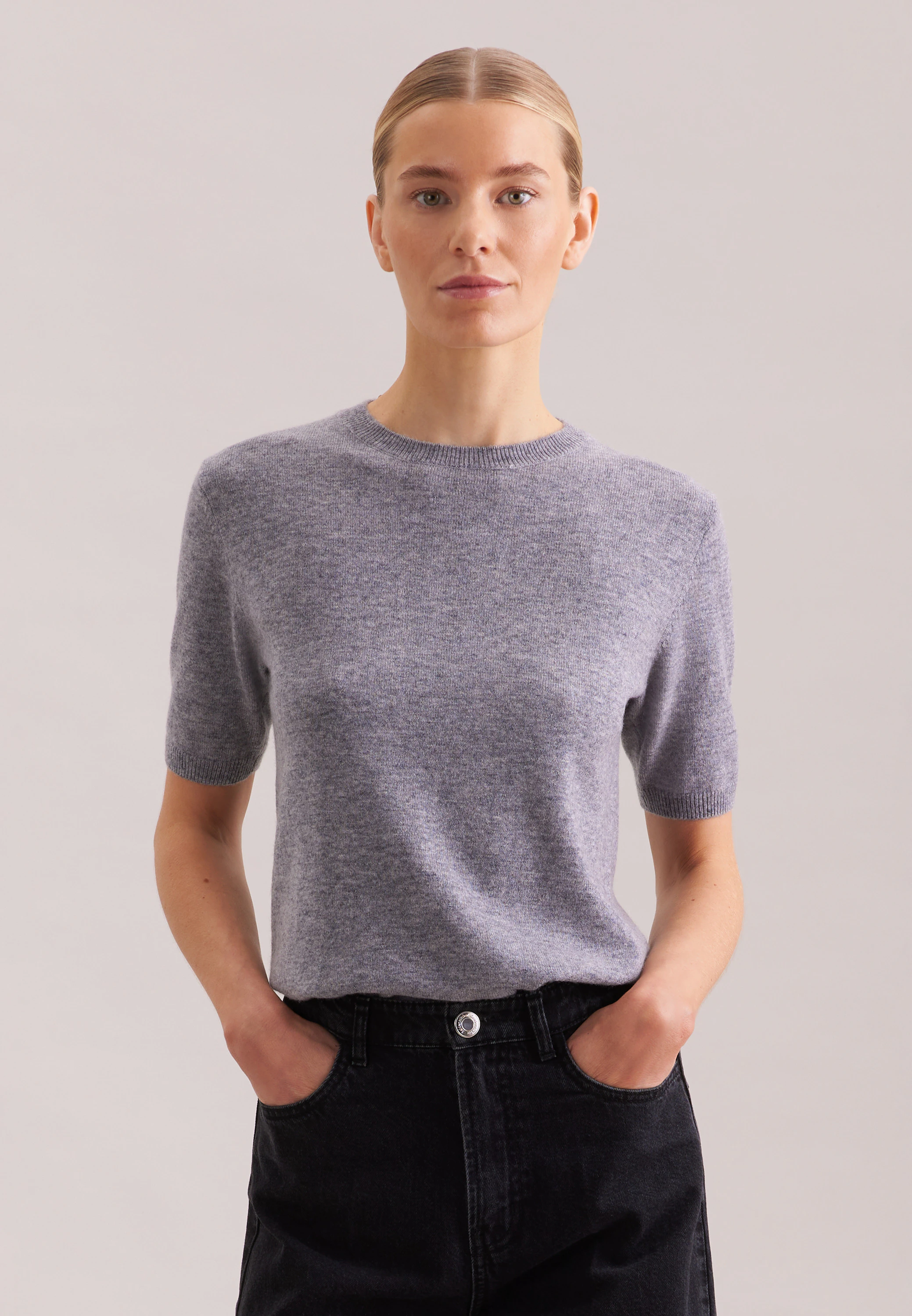 Strickshirt aus reinem Kaschmir Grau
