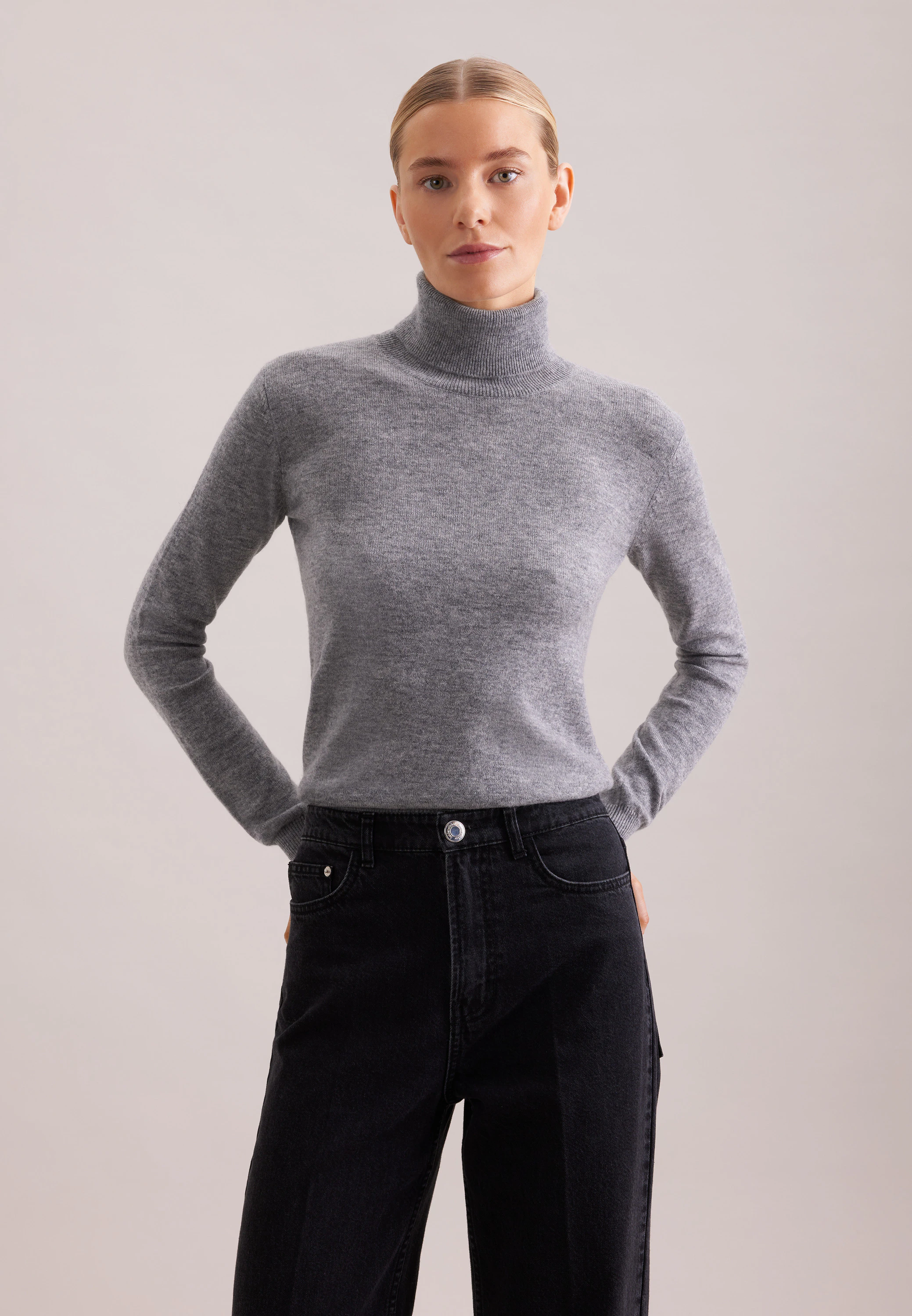 Rollkragenpullover aus reinem Kaschmir Grau