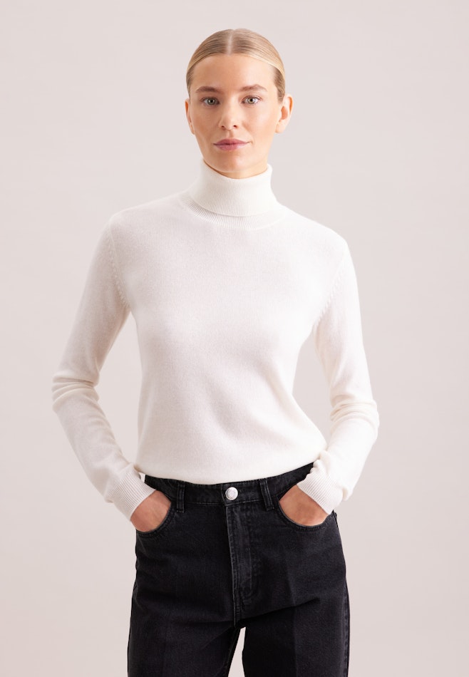 Rollkragenpullover aus reinem Kaschmir in Ecru | Seidensticker Onlineshop