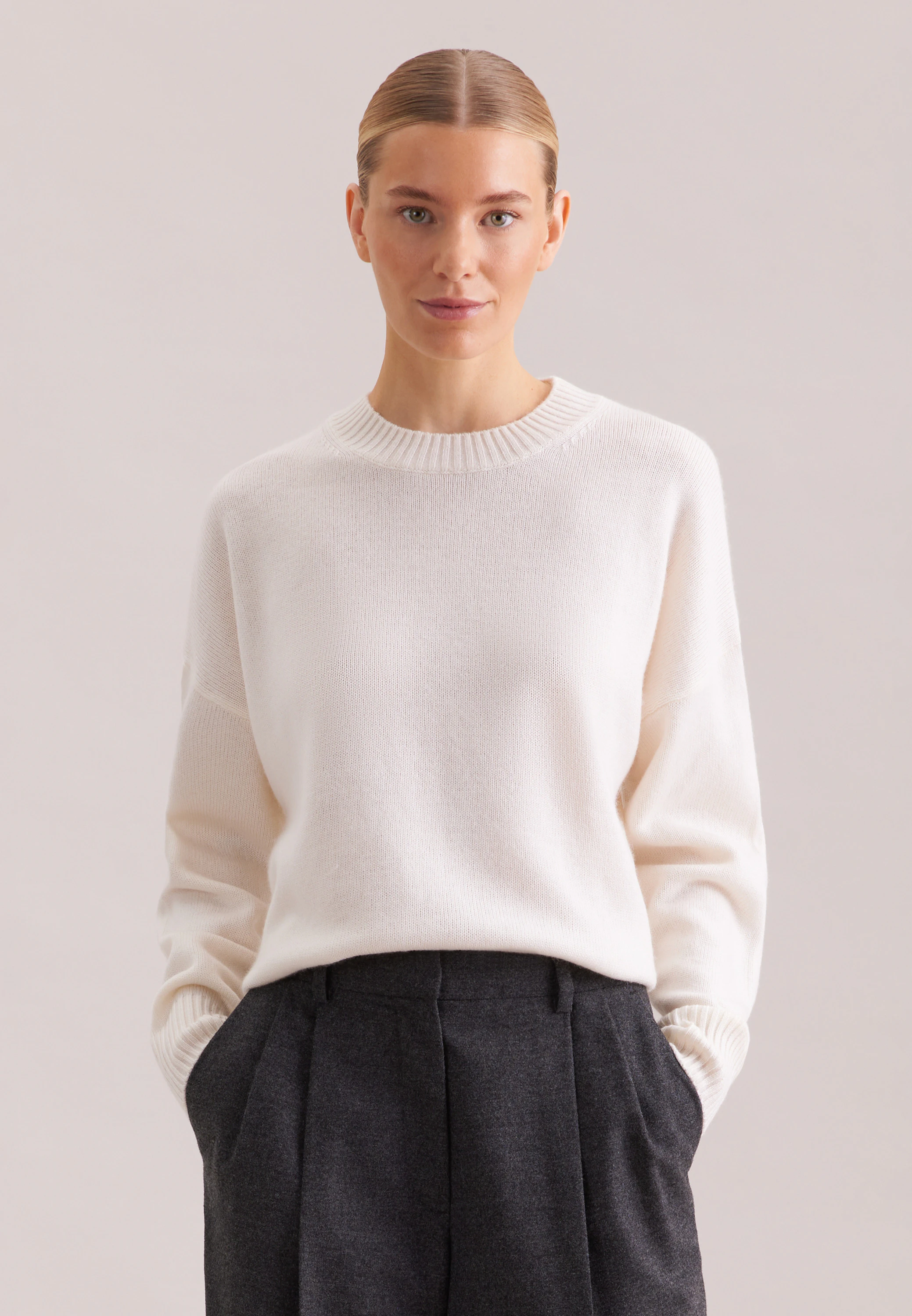 Pullover aus Kaschmir und Wolle Weiß