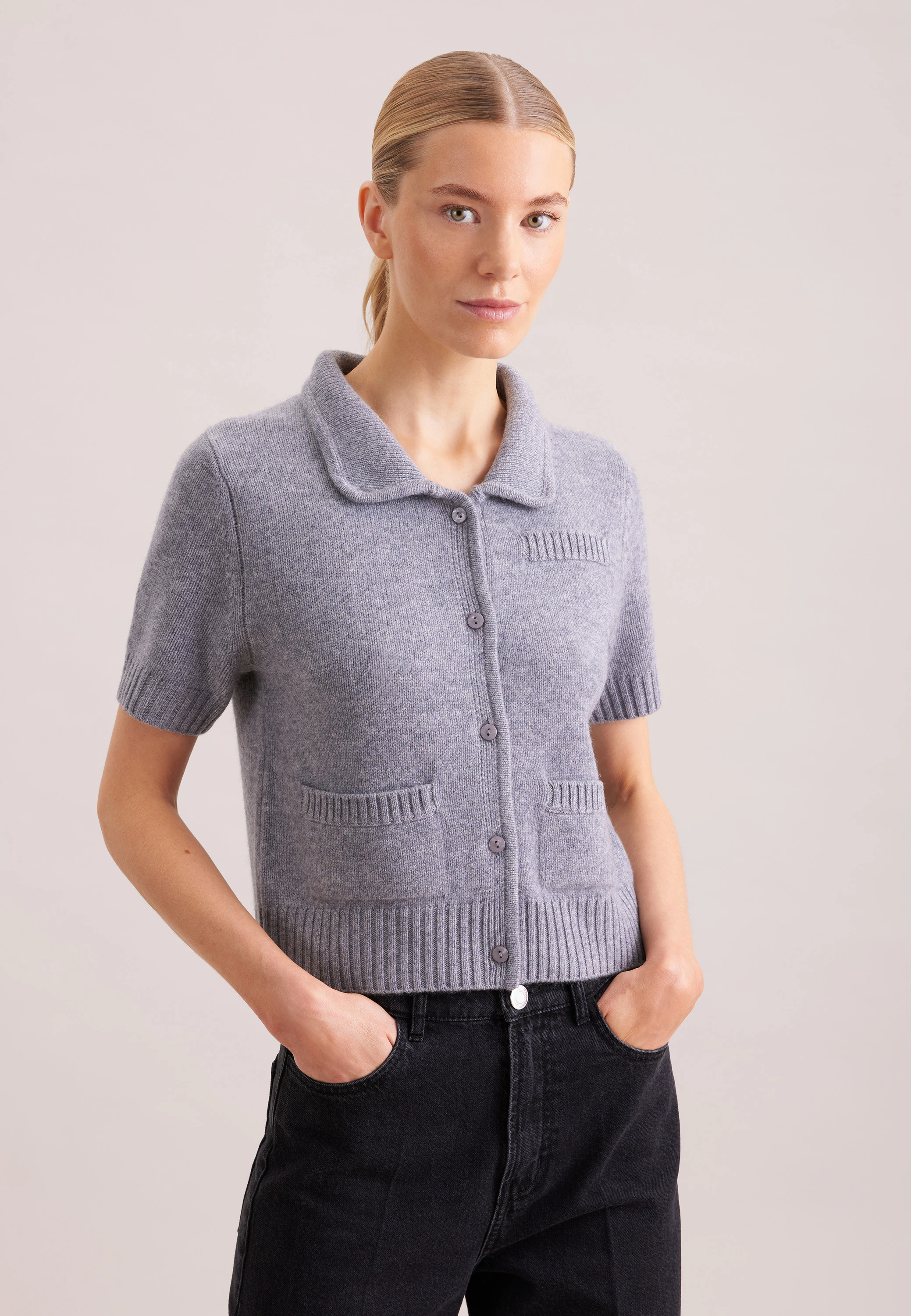 Cardigan aus Kaschmir und Wolle Grau M