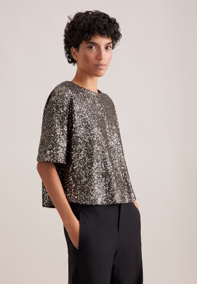 Oversized Shirtbluse aus Paillette in Vert |  Seidensticker Onlineshop