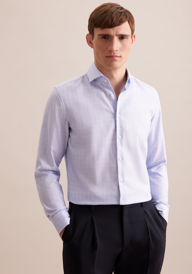 Shaped Chemise d'affaires carreaux dans Bleu Clair | Boutique en ligne Seidensticker