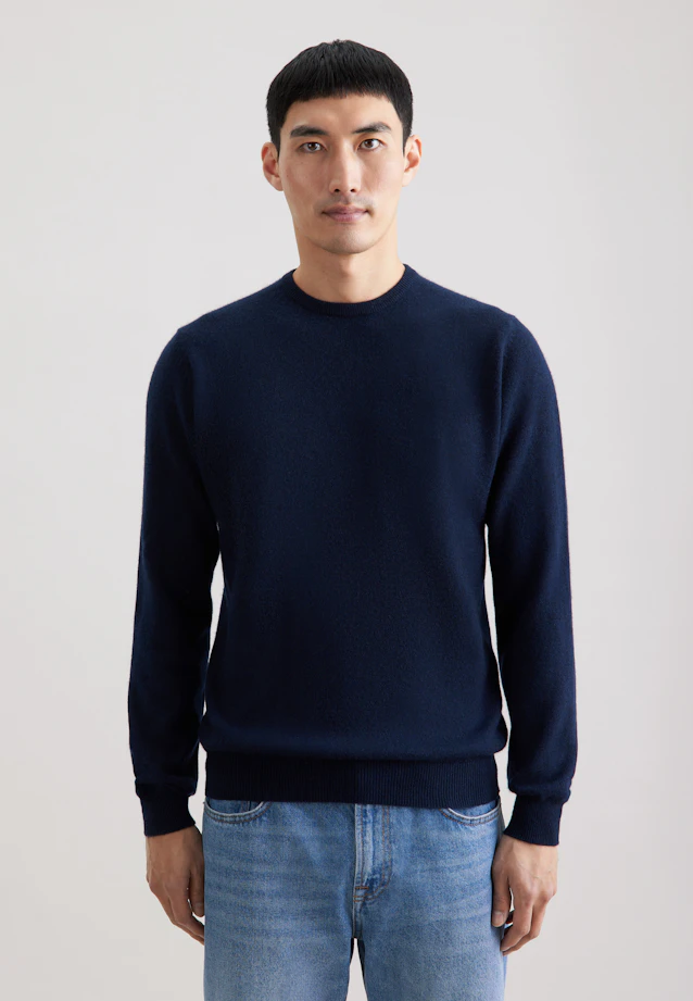 Regular Pull-over Uni in Bleu Foncé |  Seidensticker Onlineshop
