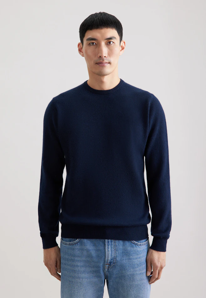 Regular Pull-over Uni dans Bleu Foncé | Boutique en ligne Seidensticker