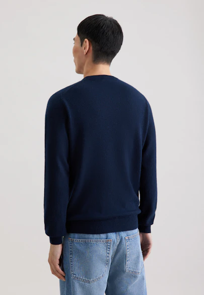 Regular Pull-over Uni in Bleu Foncé |  Seidensticker Onlineshop