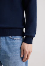 Regular Pull-over Uni in Bleu Foncé |  Seidensticker Onlineshop