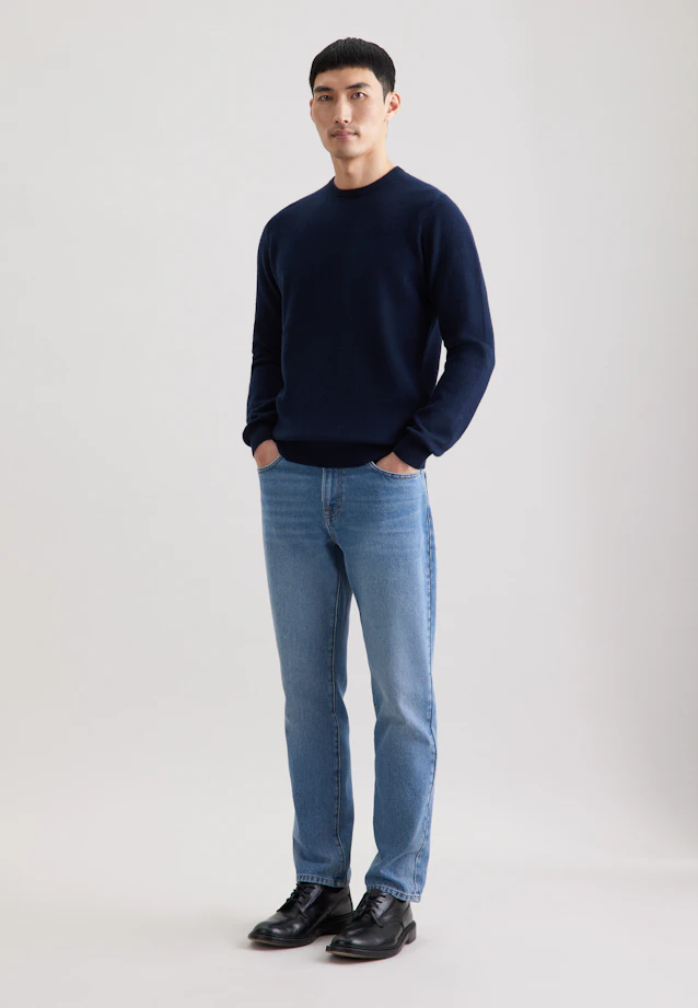 Regular Pull-over Uni in Bleu Foncé |  Seidensticker Onlineshop