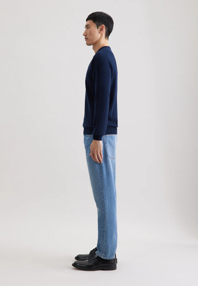 Regular Pull-over Uni in Bleu Foncé |  Seidensticker Onlineshop