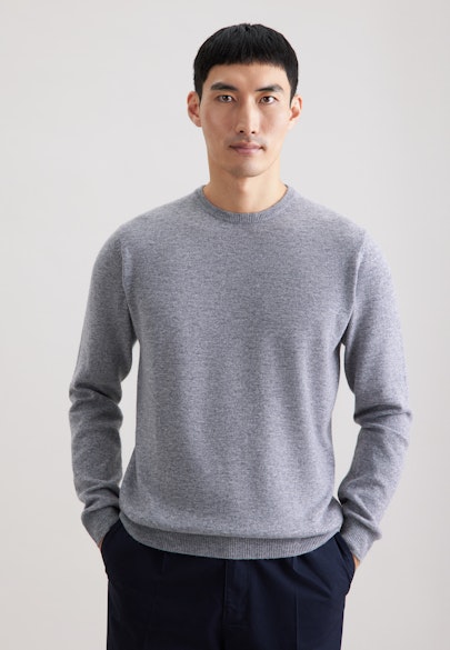 Round neck Pullover Uni in Grey |  Seidensticker Onlineshop
