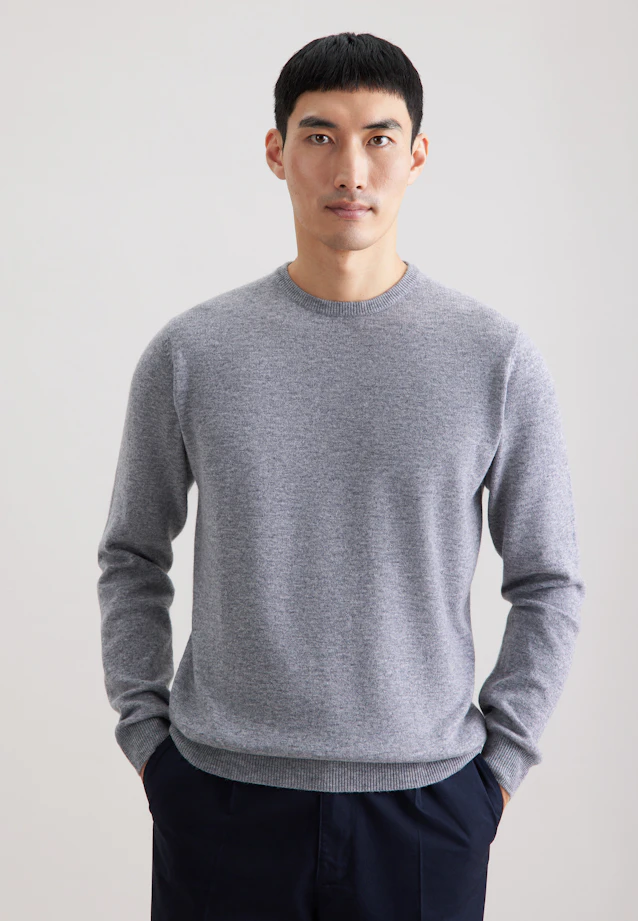 Regular Pullover Uni in Grau |  Seidensticker Onlineshop