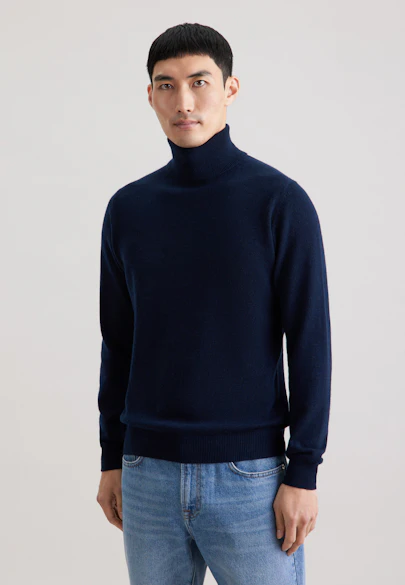 Regular Pull-over Uni in Bleu Foncé |  Seidensticker Onlineshop