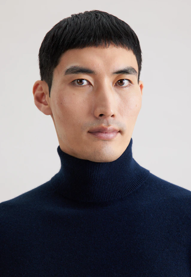 Regular Pull-over Uni in Bleu Foncé |  Seidensticker Onlineshop