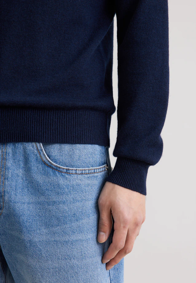 Regular Pull-over Uni in Bleu Foncé |  Seidensticker Onlineshop