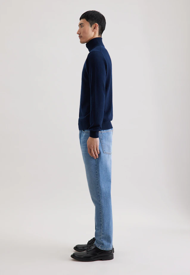 Regular Pull-over Uni in Bleu Foncé |  Seidensticker Onlineshop