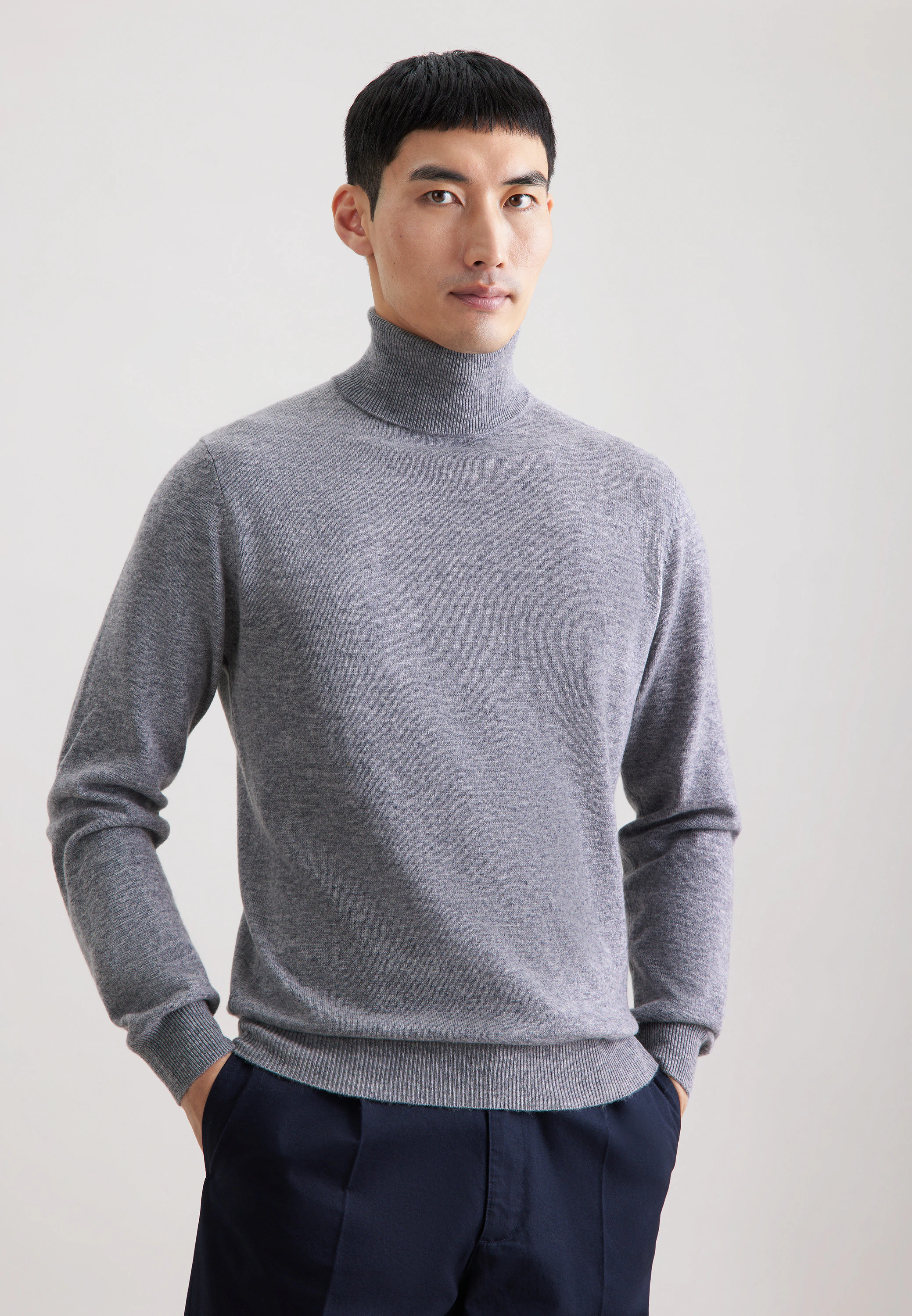 Regular Pullover Uni Grau