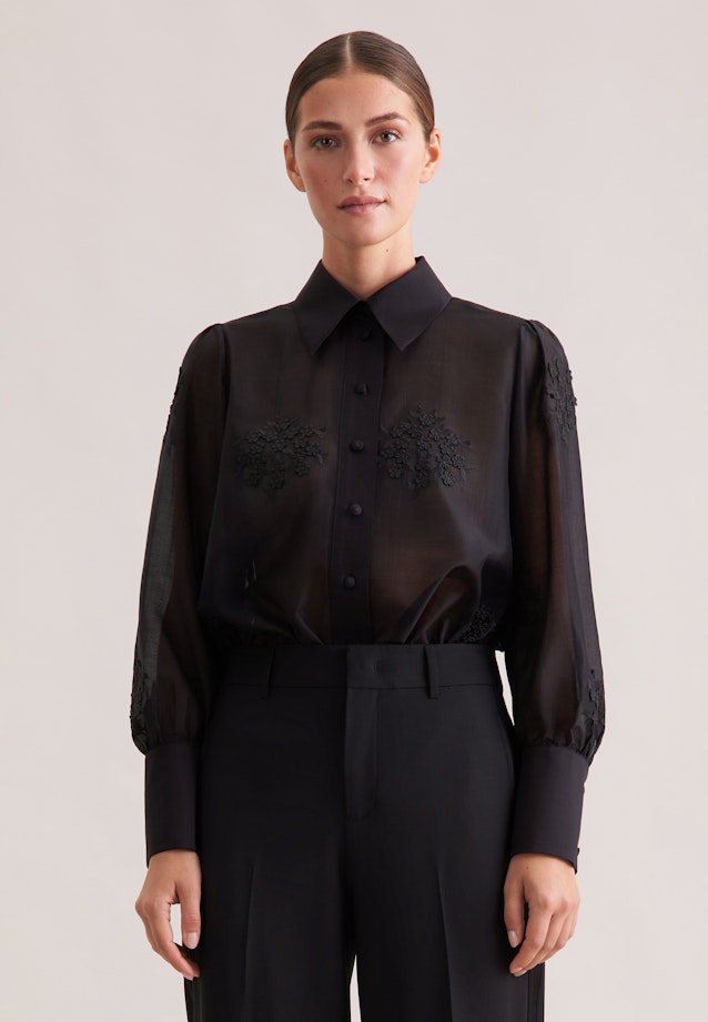 Stickereibluse in A- Linie in Schwarz |  Seidensticker Onlineshop