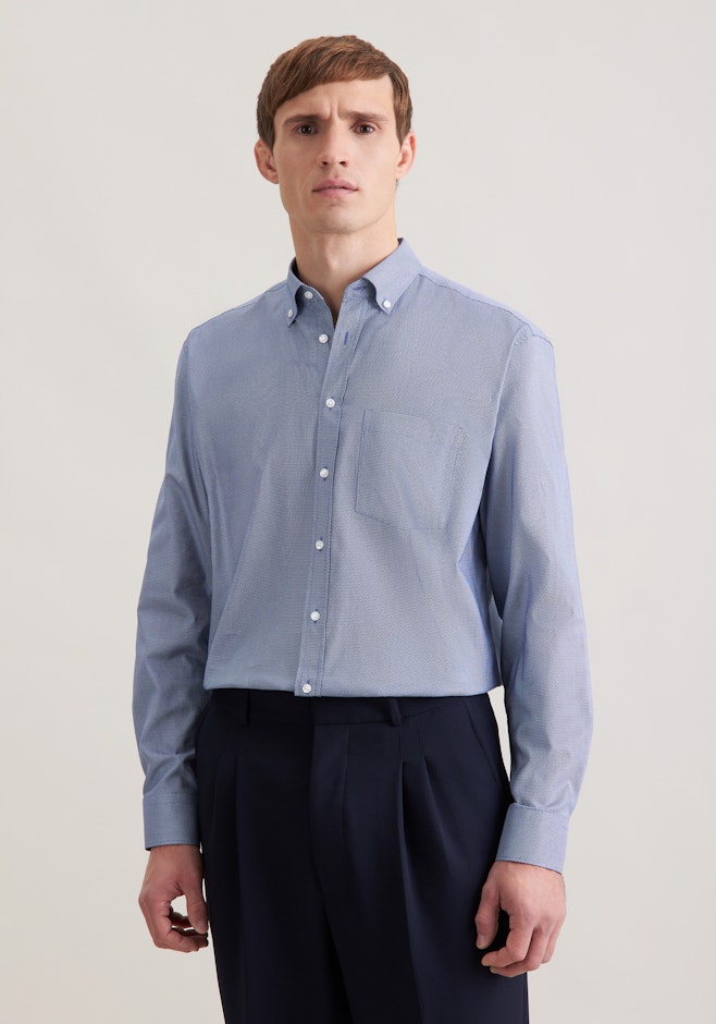 Comfort Business Hemd Druck in Dunkelblau | Seidensticker Onlineshop