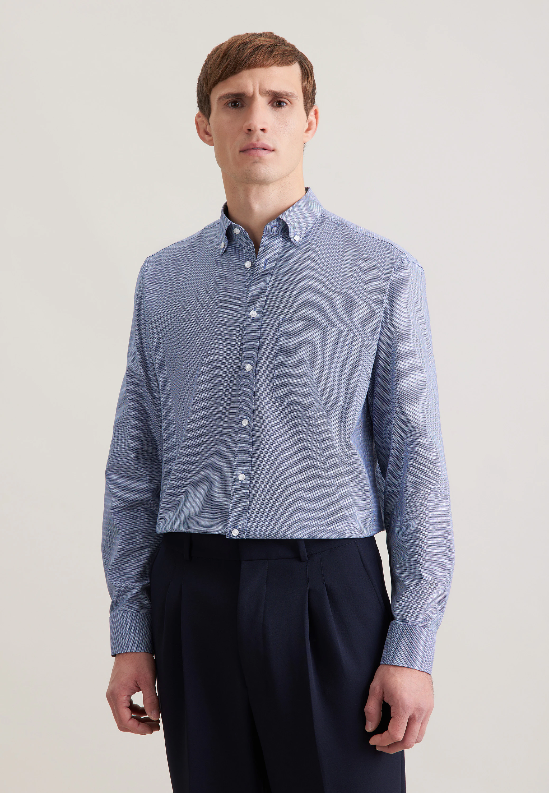Comfort Business Hemd Druck Blau 53