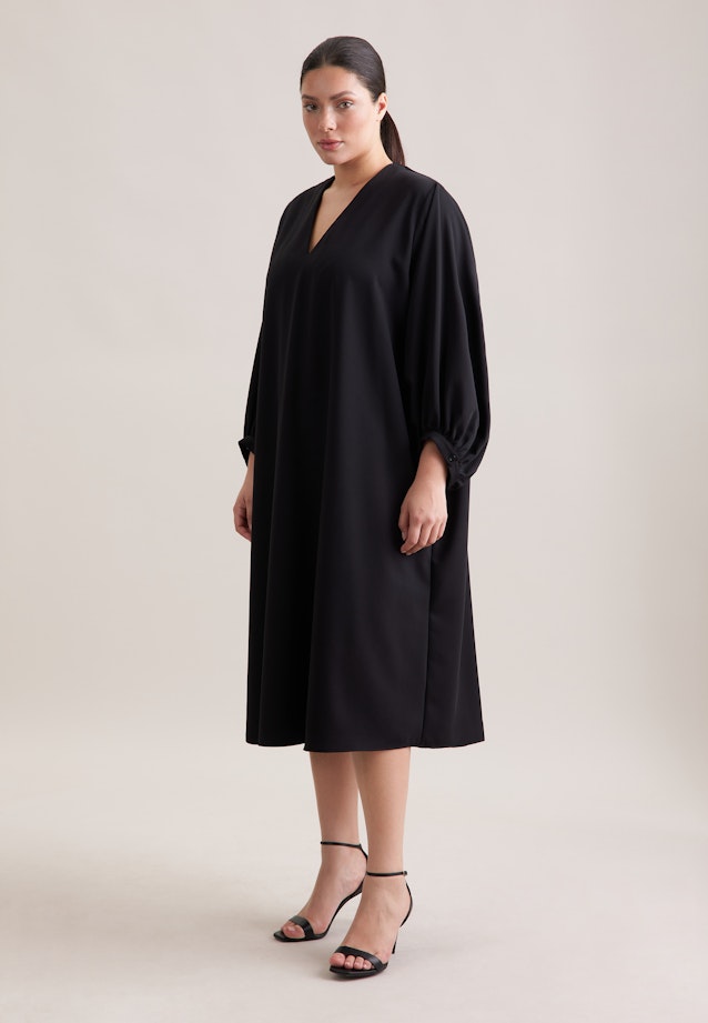 Fließendes Blusenkleid mit V- Ausschnitt in Schwarz |  Seidensticker Onlineshop